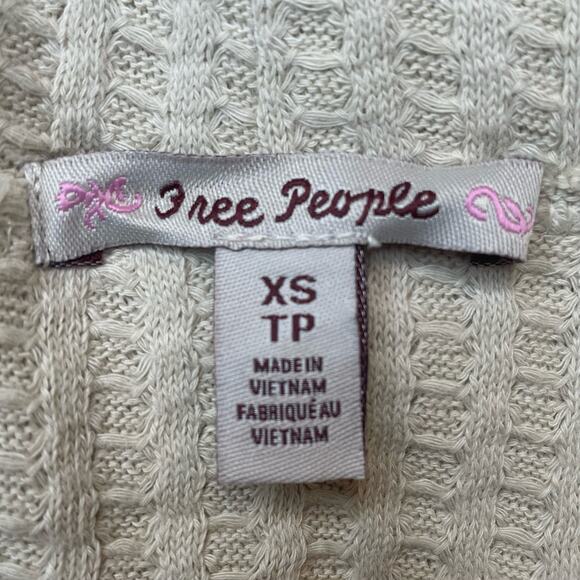 FREE PEOPLE NEW JUICY LONG SLEEVE WAFFLE KNIT OVERSIDED THERMAL STONE COLD XS - Picture 12 of 14